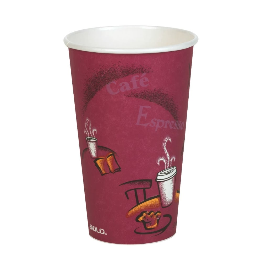Solo Cup Paper Hot Cups, 16 Oz, Maroon, Carton Of 300 Cups