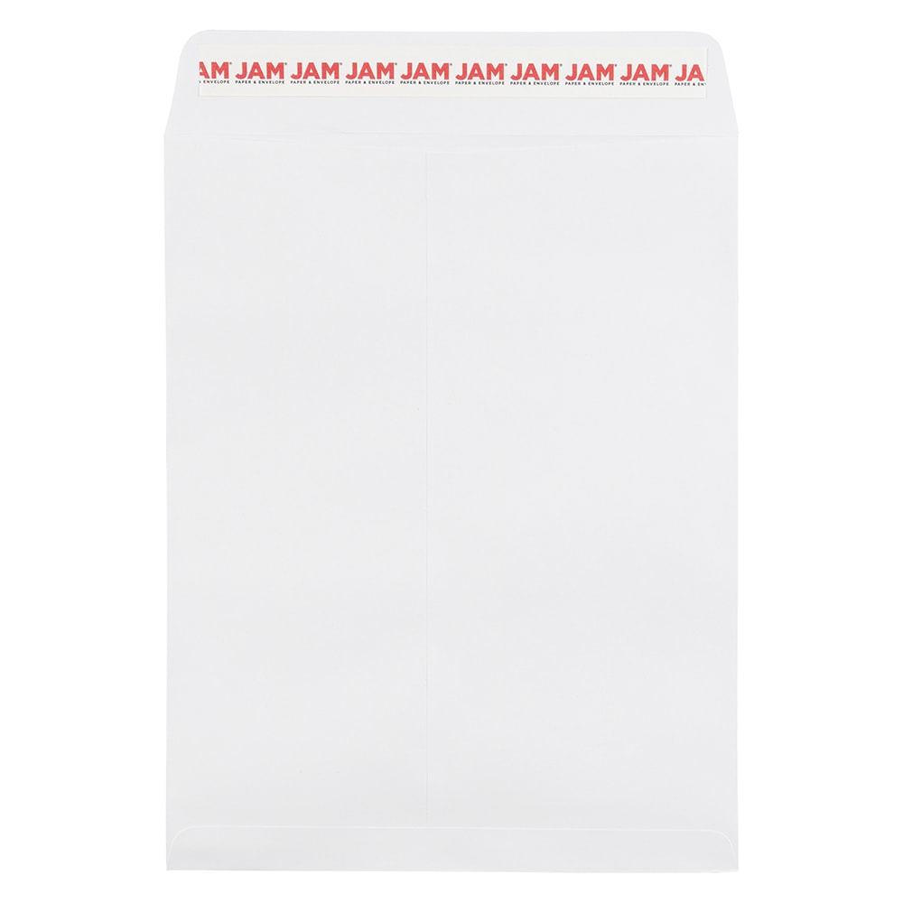 JAM Paper Open End Envelopes, 8-3/4in x 11-1/2in, Peel & Seal, White, Pack Of 50 Envelopes