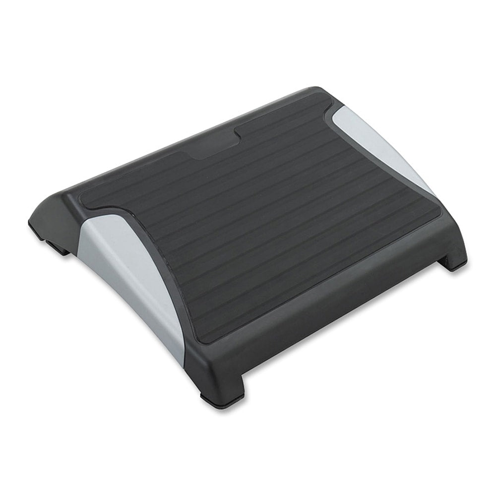 Safco Restease Adjustable Footrest, 3 1/3in-5inH x 15 1/2inW x 13 3/4inD, Black/Silver
