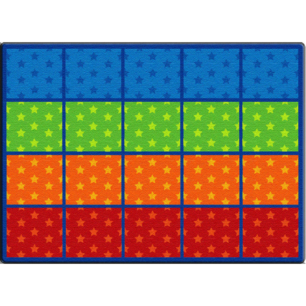 Flagship Carpets Cushy Tushy Stars Seating Rows Carpet, Rectangle, 6ft x 8ft 4in, Multicolor