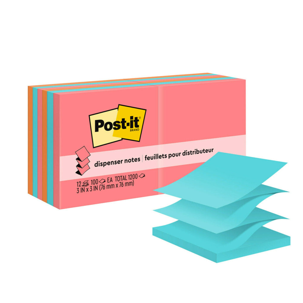 Post-it Pop Up Notes, 3 in x 3 in, 12 Pads, 100 Sheets/Pad, Clean Removal, Poptimistic Collection