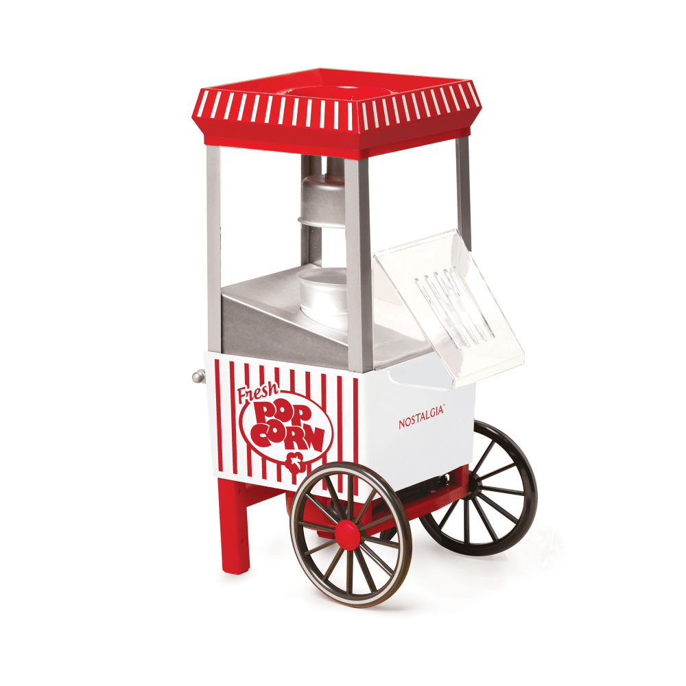 Nostalgia Old Fashioned Hot Air Popcorn Maker, 16-1/2inH x 7-1/2inW x 9inD, Red/White
