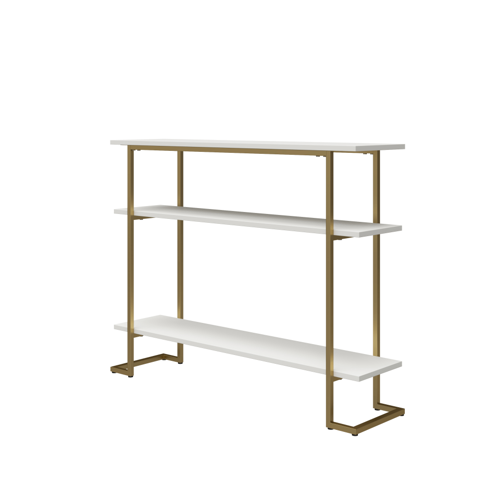 Ameriwood Home Jade Console Soft Table, 31inH x 39-3/8inW x 9-7/8inD, White/Gold