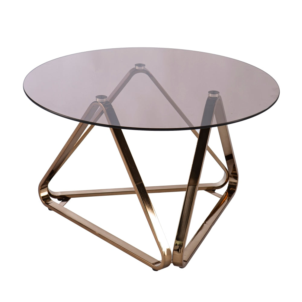 SEI Furniture Stondon Round Cocktail Table, 18-1/4inH x 31-1/4inW x 31-1/4inD, Champagne/Clear