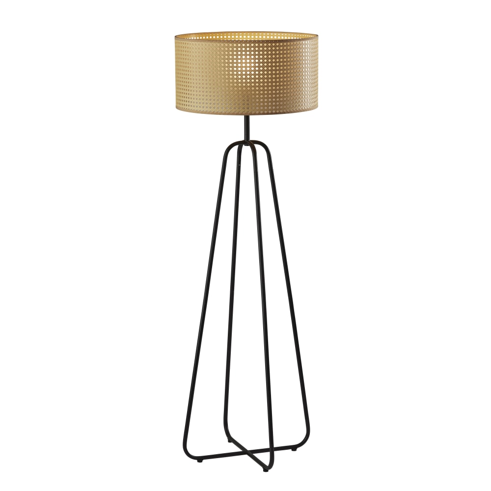 Adesso Colton Floor Lamp, 58inH, Brown Shade/Antique Bronze Base