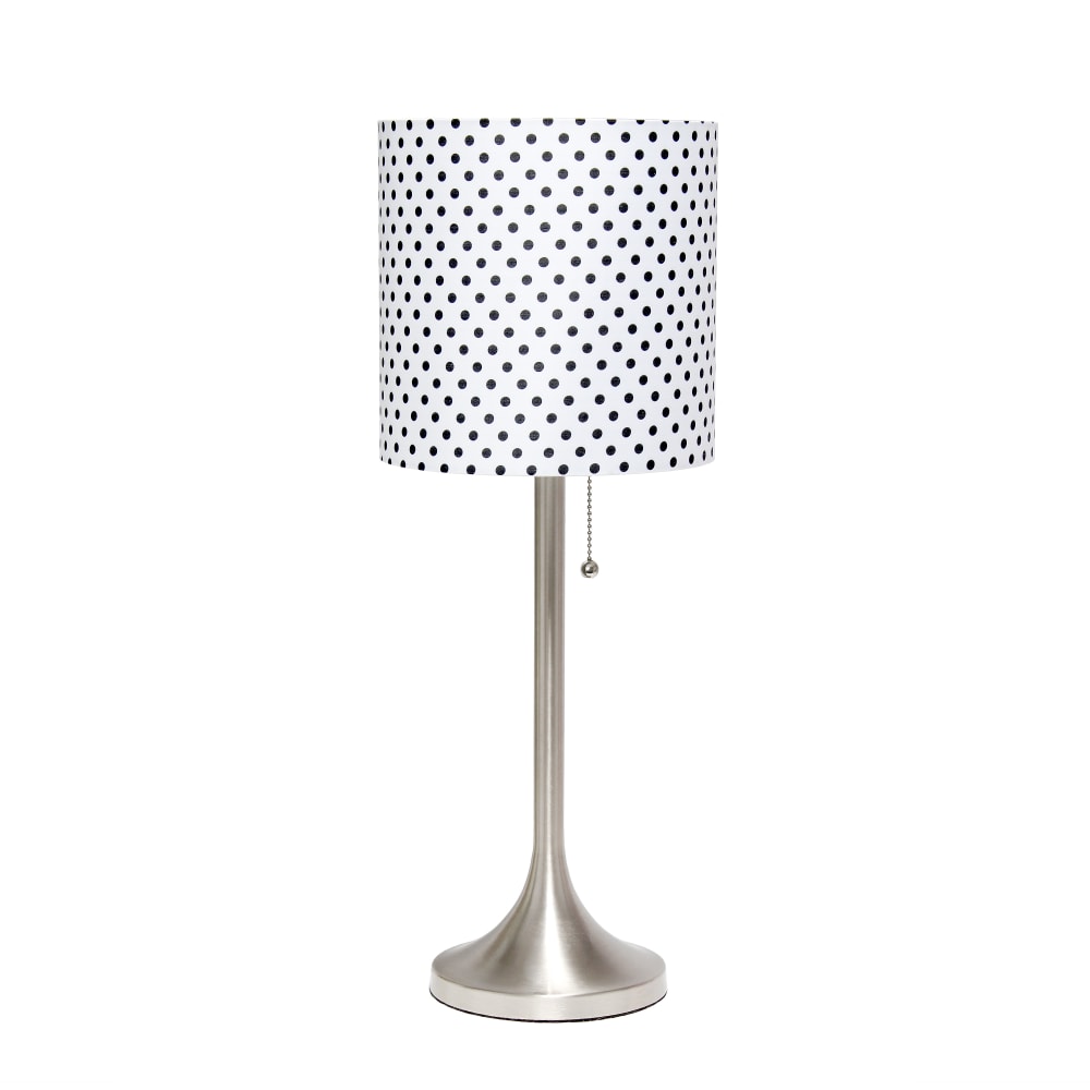 Simple Designs Tapered Table Lamp, 21inH, Polka Dot Shade/Brushed Nickel Base
