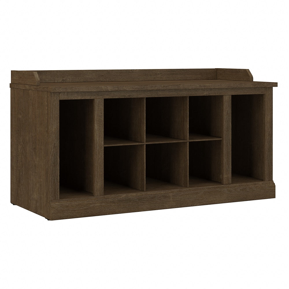Bush Furniture Woodland 40inW Shoe Storage Bench with Shelves, Ash Brown, Standard Delivery