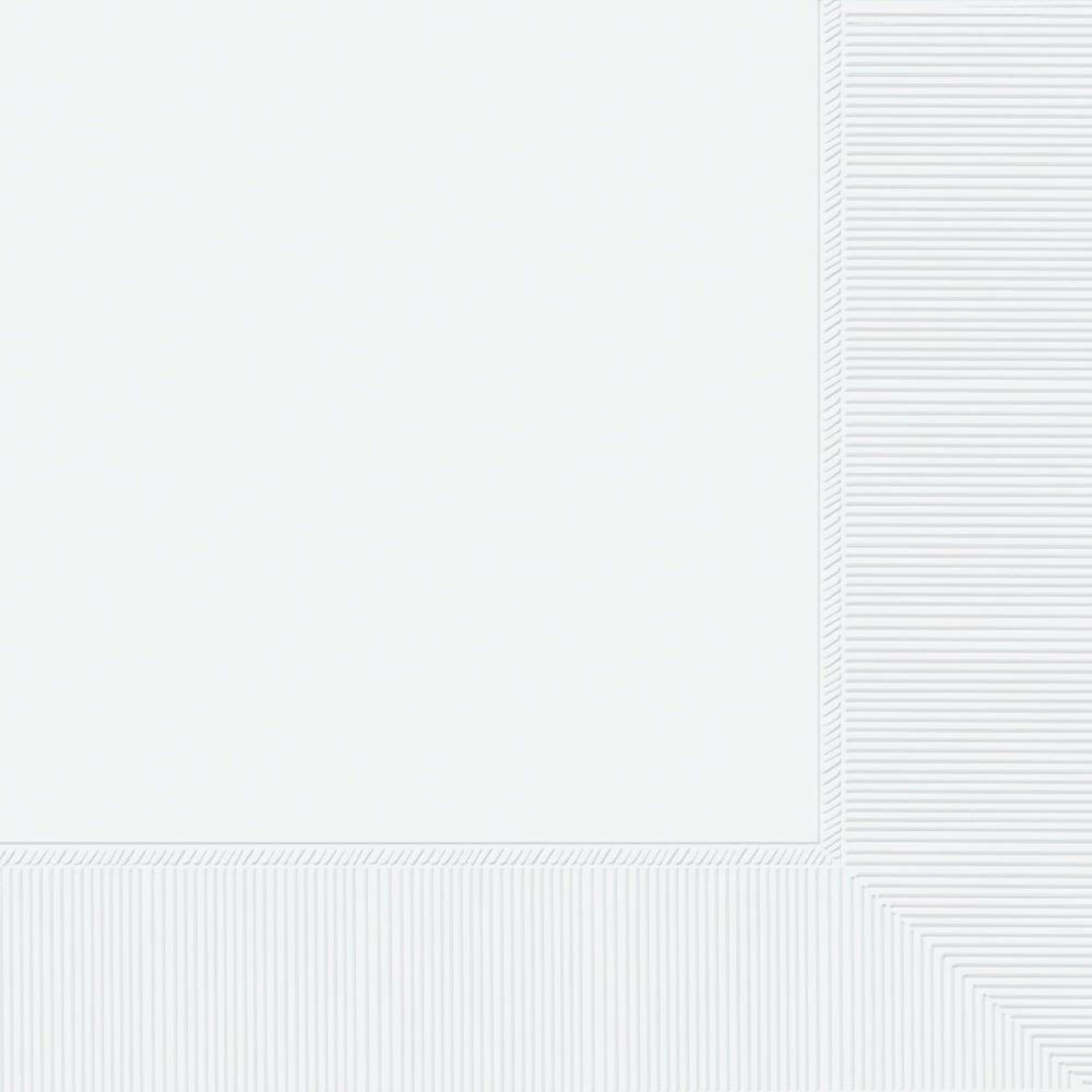 Amscan Lunch Napkins, 6-1/2in x 6-1/2in, Frosty White, 100 Napkins Per Pack, Case Of 4 Packs