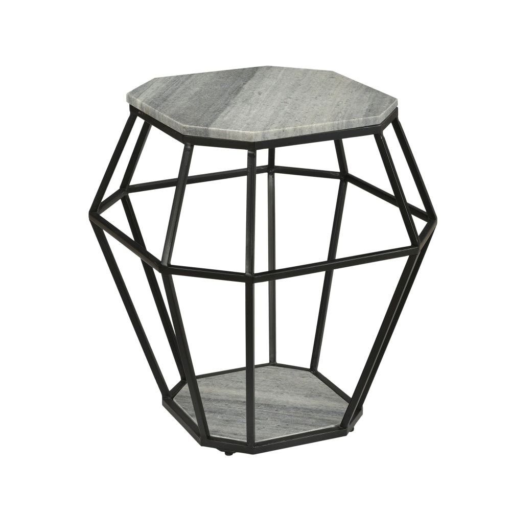 Coast to Coast Graham End Table, 24inH x 21inW x 21inD, Wispy Gray Marble/Black