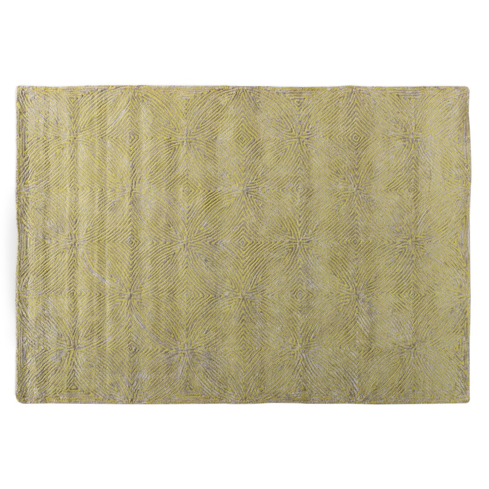 Baxton Studio Leora Hand-Tufted Viscose Blend Area Rug, 5-1/4ft x 7-1/2ft, Lime Green/Gray