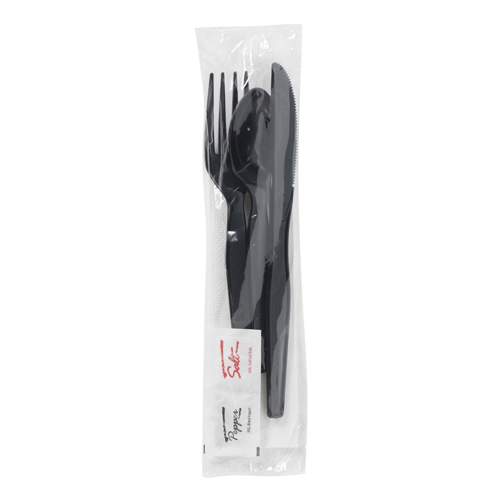 Dixie Wrapped Tableware/Napkin Packets, Black, Carton Of 250 Packets