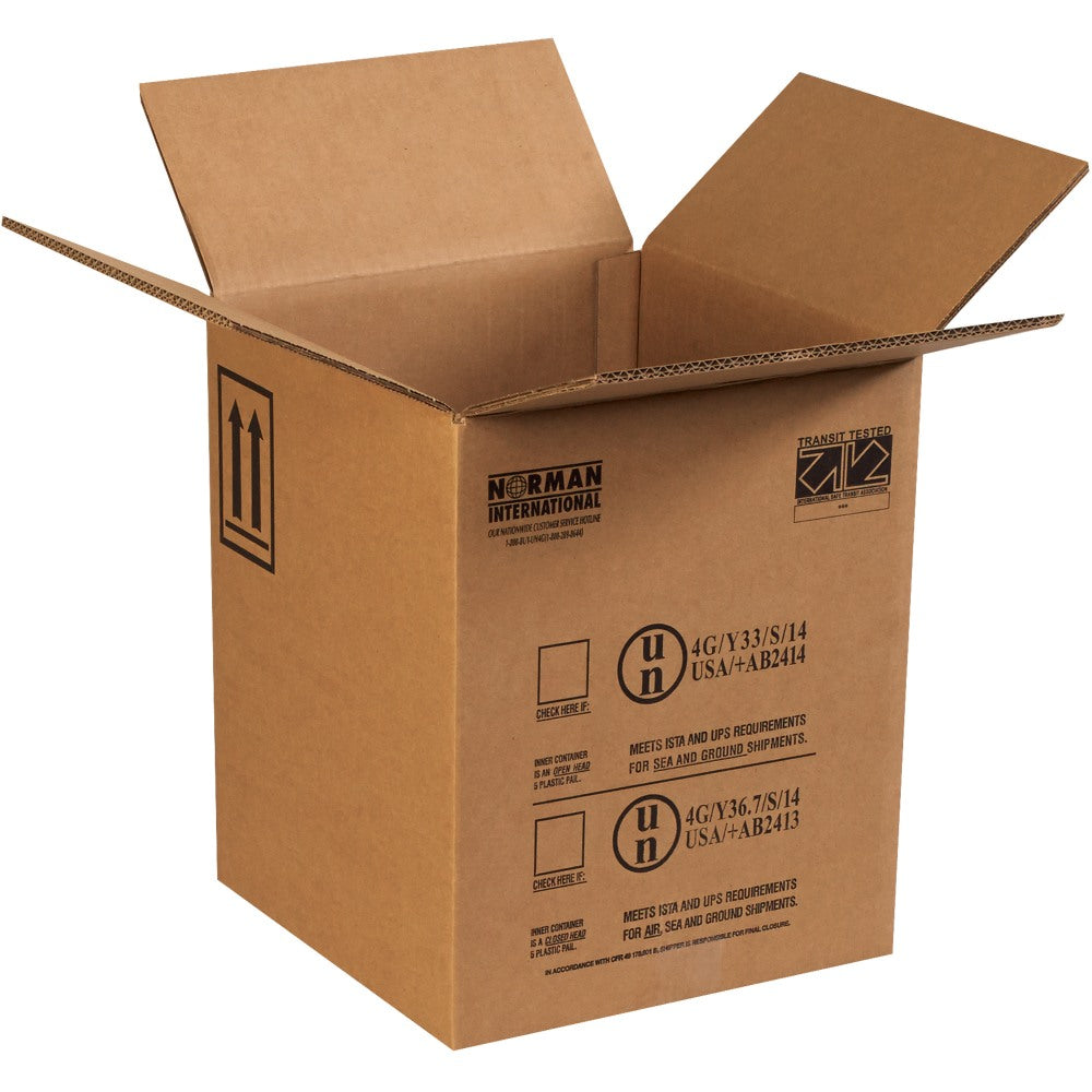Partners Brand Brand Plastic Pail Haz Mat Boxes, 12-1/2in x 12-1/2in x 15-1/8in, Kraft, Pack Of 10 Boxes
