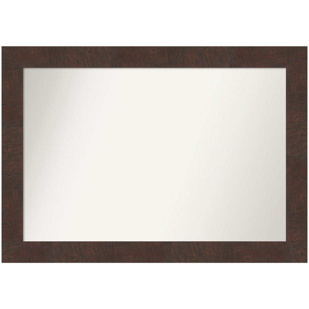 Amanti Art Non-Beveled Rectangle Framed Bathroom Wall Mirror, 29in x 41in, Wildwood Brown