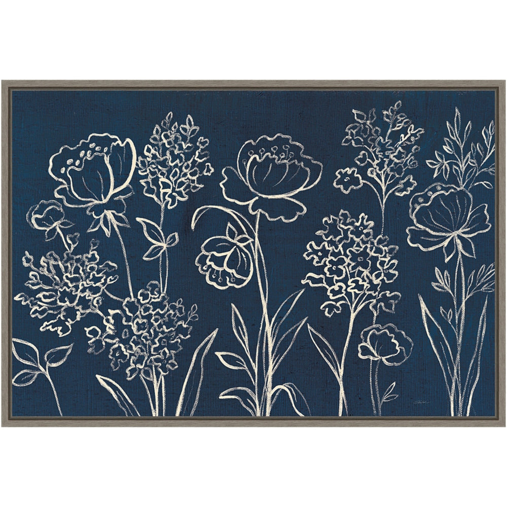 Amanti Art Indigo Floral I by Silvia Vassileva Framed Canvas Wall Art Print, 23in x 16in, Graywash