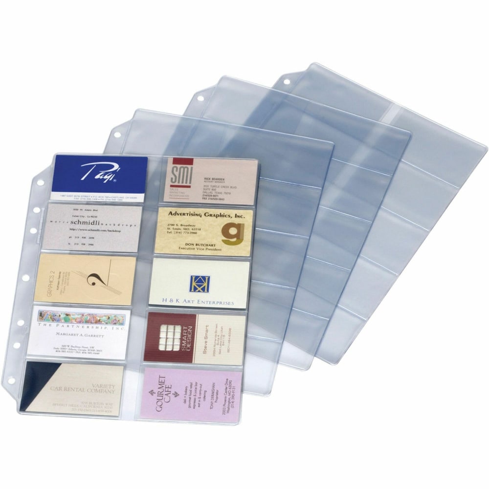 Cardinal EasyOpen Card File Binder Refill Pages, 9 1/2in x 12in, Clear, Pack Of 10