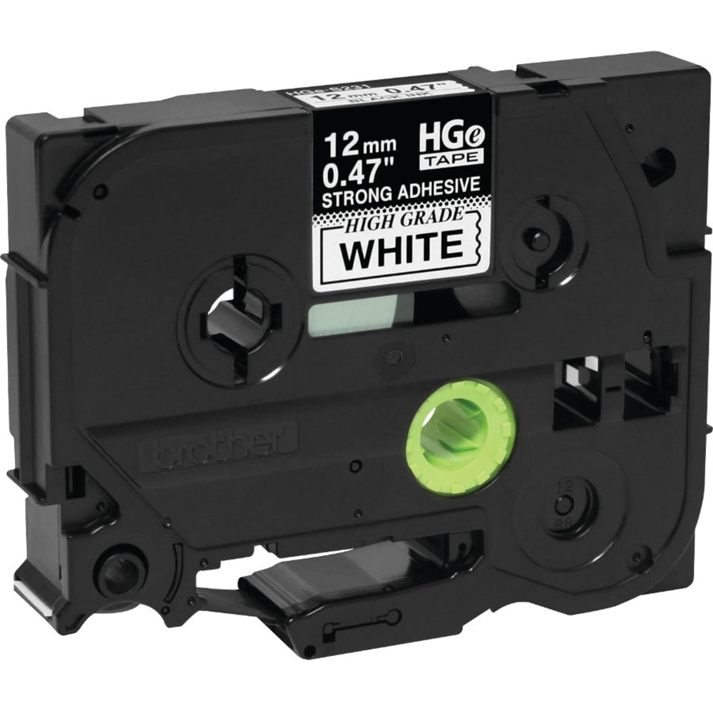Brother HGES2315PK Black on White Extra-Strength Adhesive Label Tape - 15/32in Width - Thermal Transfer - White - 5 / Pack - Durable, Self-adhesive