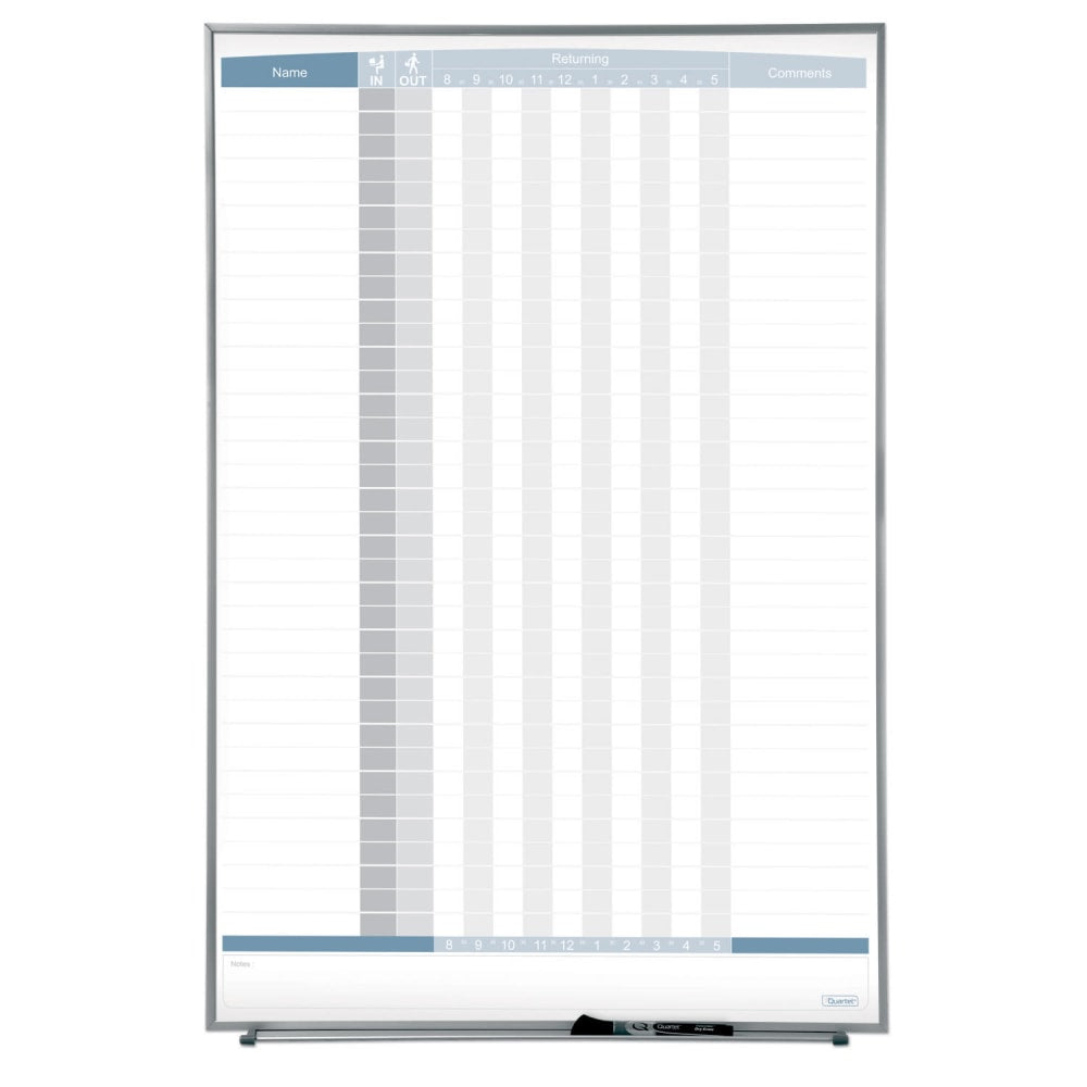 Quartet Matrix In/Out Board, 34in x 23in, Aluminum Frame With Silver Finish