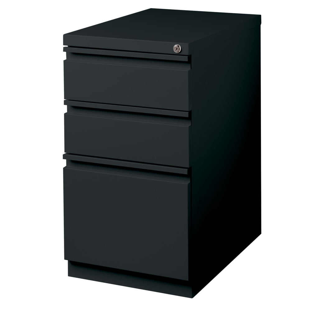 WorkPro 23inD Vertical 3-Drawer Mobile Pedestal File Cabinet, Black