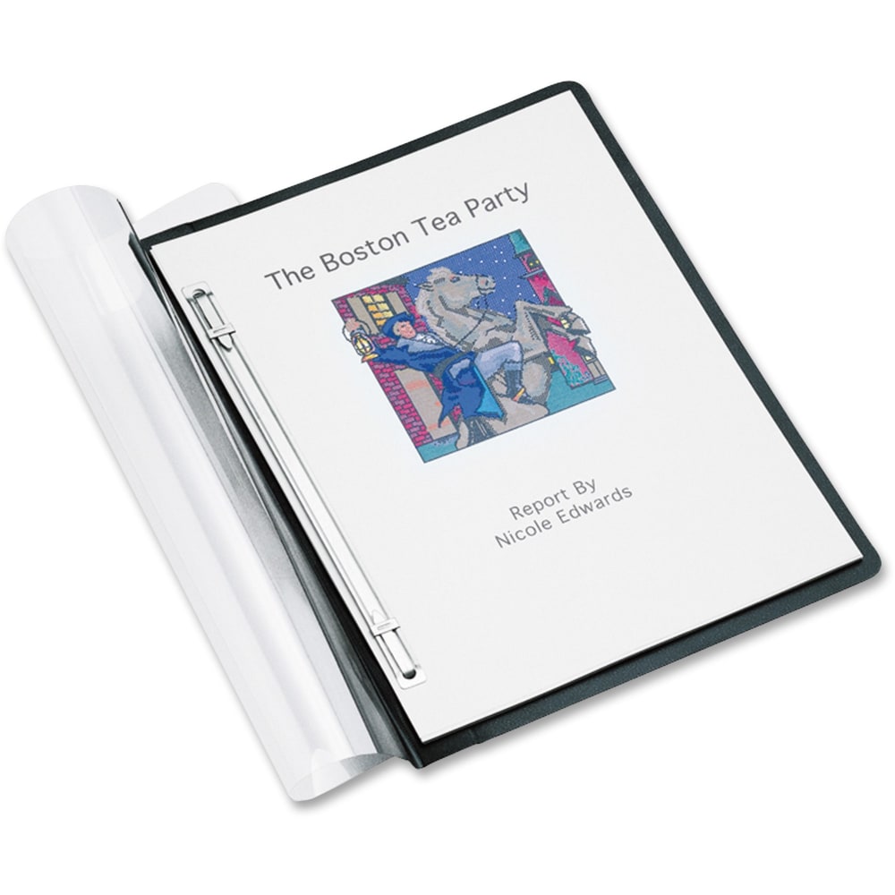 ACCO ACCOHIDE Frosted Front Report Cover, 8 1/2in x 11in, 500-Sheet Capacity, Clear/Black