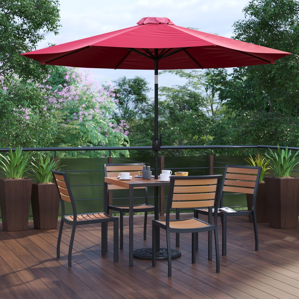 Flash Furniture Lark 7-Piece All-Weather Patio Set, 29-1/2inH x 35-1/4inW x 35-1/4inD, Red