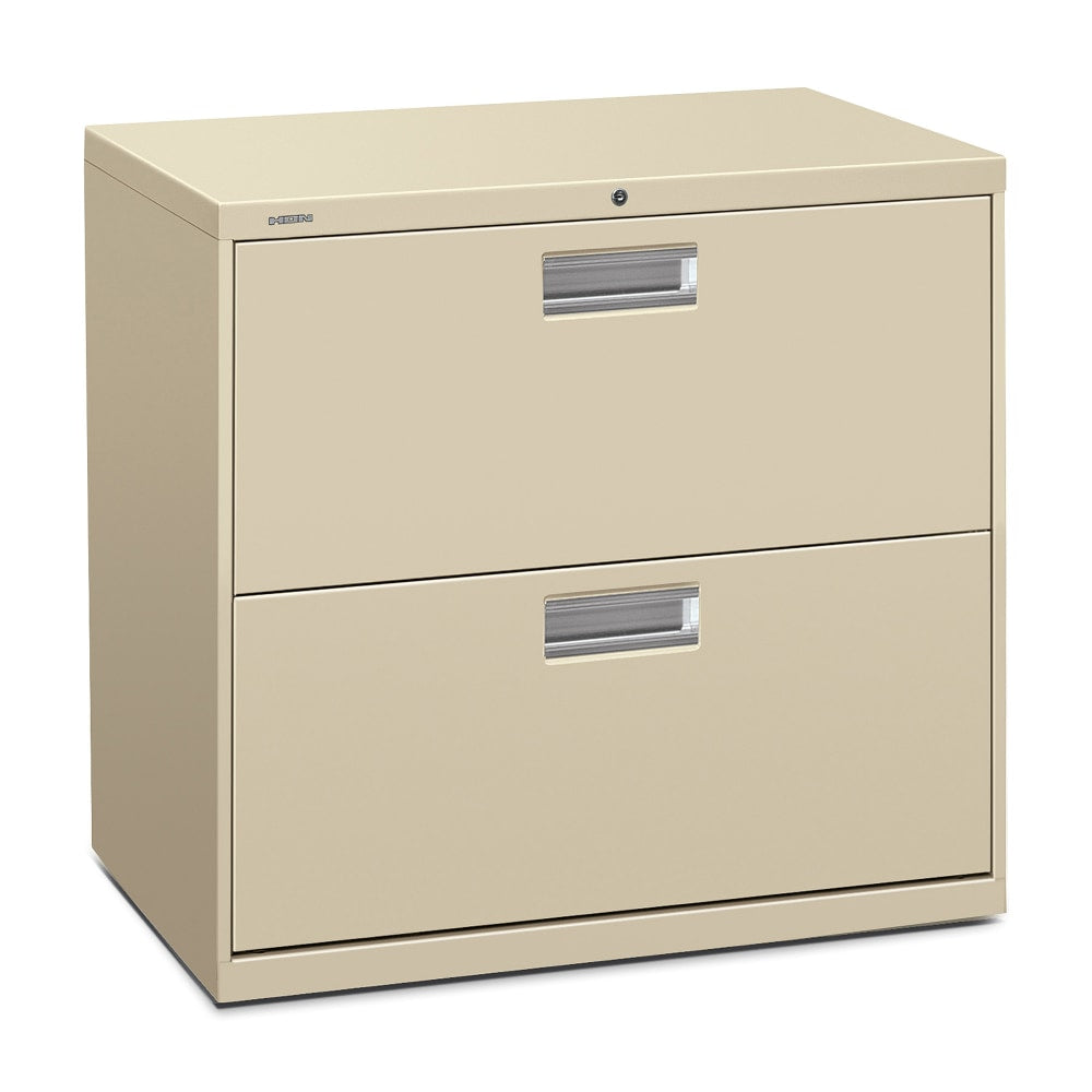 HON 600 30inW x 19-1/4inD Lateral 2-Drawer File Cabinet With Lock, Putty