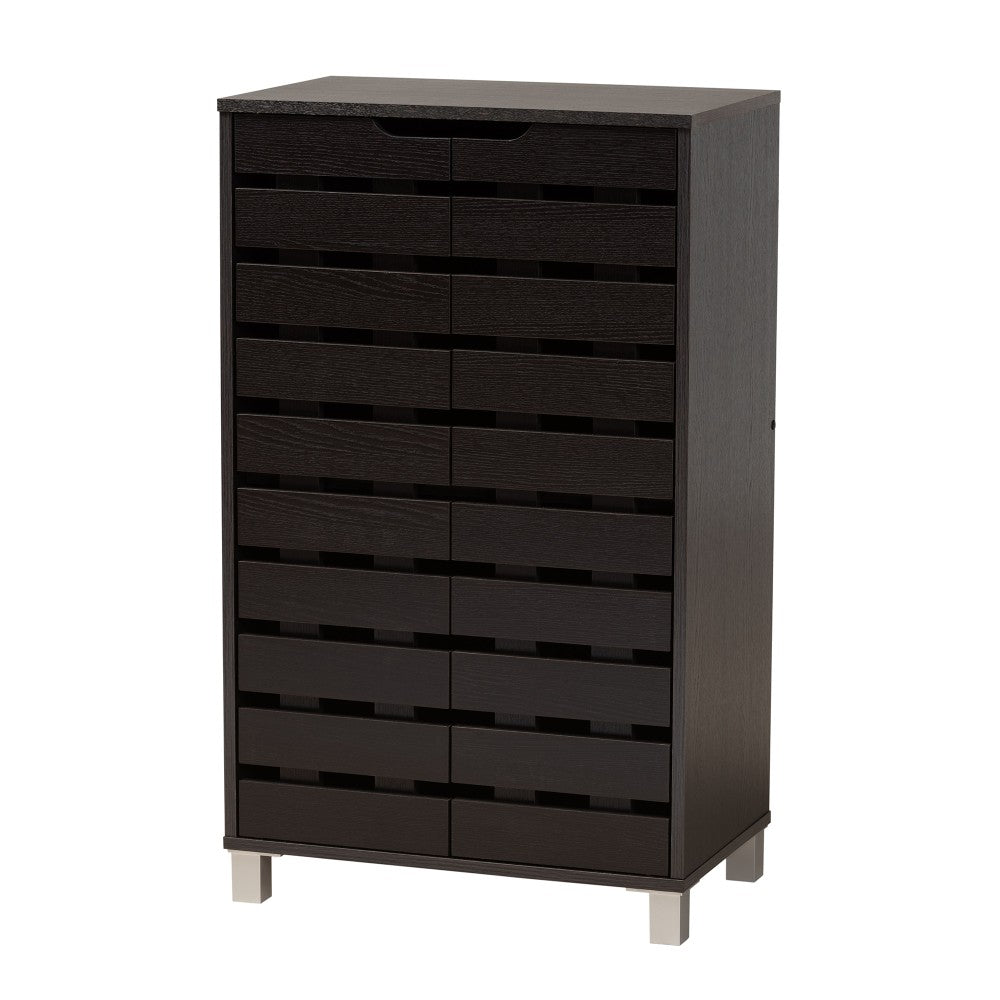Baxton Studio Modern And Contemporary 39inH 2-Door Shoe Storage Cabinet, Dark Brown