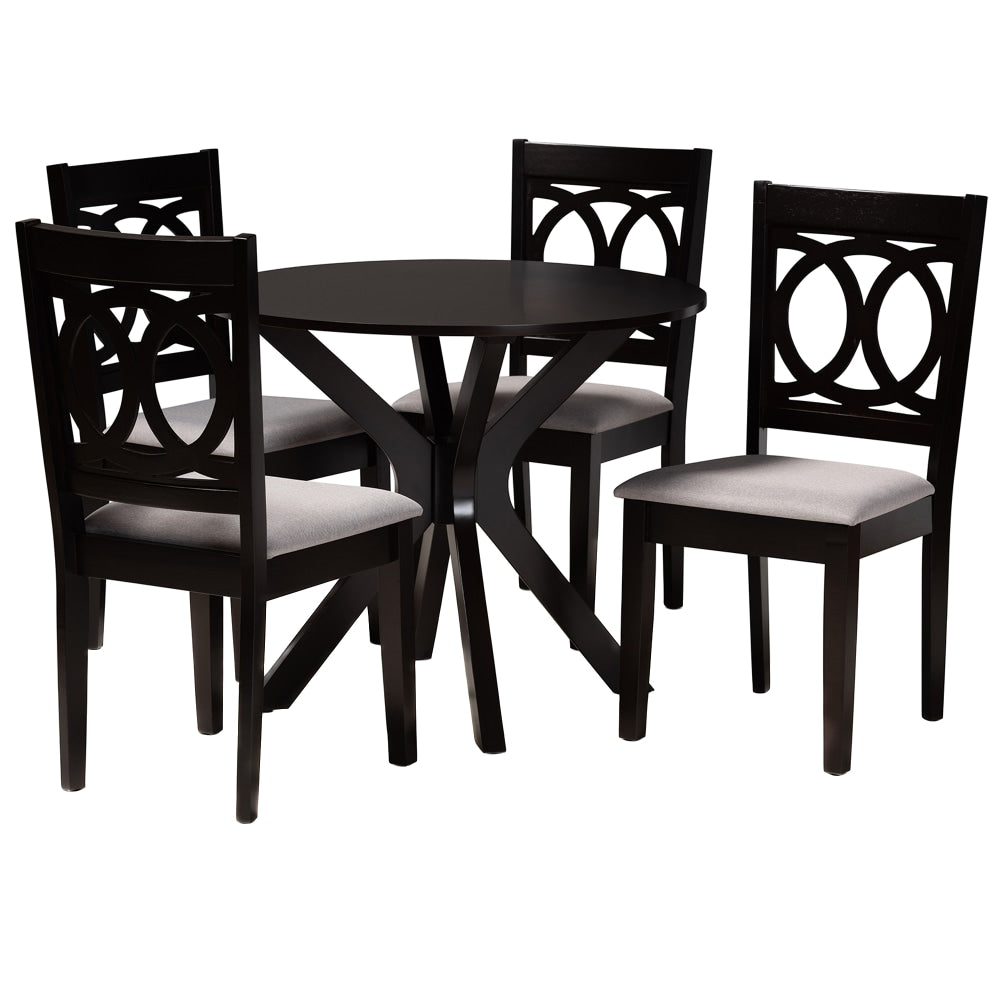 Baxton Studio Sanne Dining Set, 29-15/16inH x 35-7/16inW x 35-7/16inD, Gray/Dark Brown