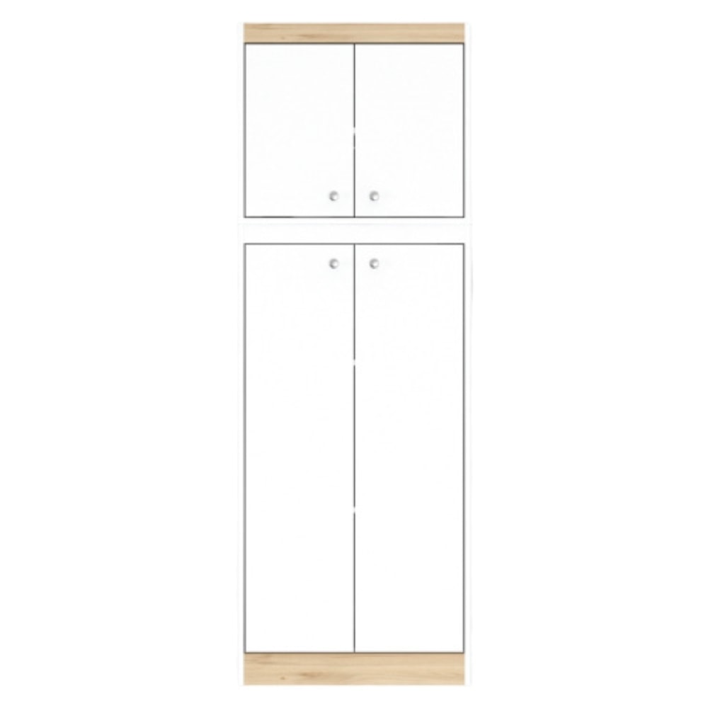 Inval 67inH Kitchen Storage Cabinet With 4 Doors, White/Vienes Oak