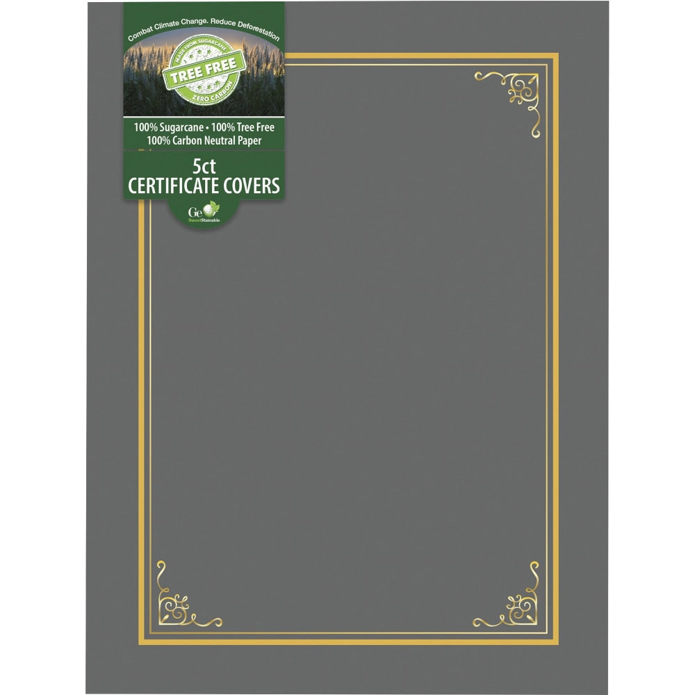 Geographics Letter Certificate Holder - 8 1/2in x 11in - Gray - 5 / Pack