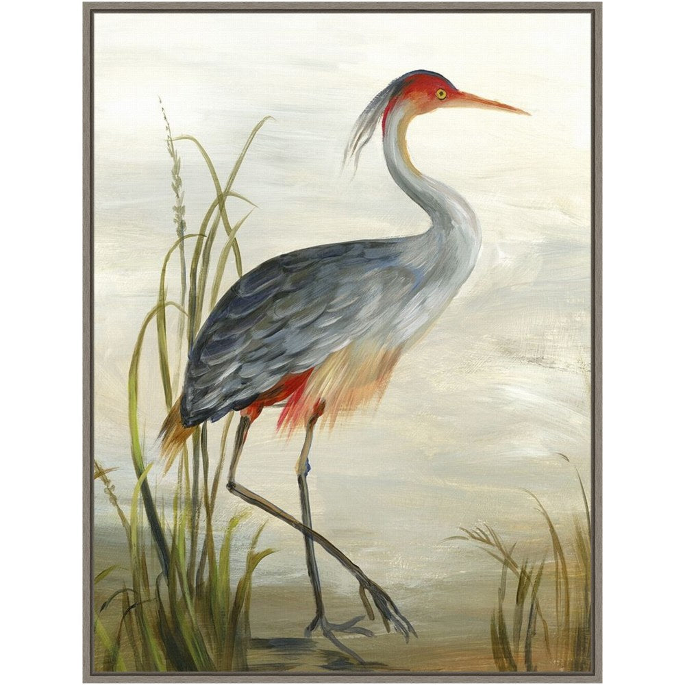 Amanti Art Grey Heron by Aimee Wilson Framed Canvas Wall Art Print, 23in x 30in, Graywash