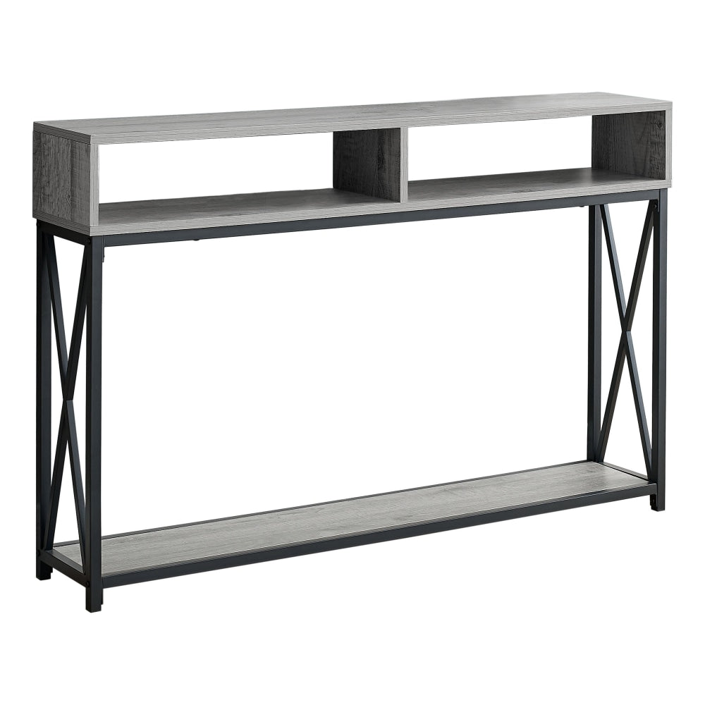 Monarch Specialties Paola Console Accent Table, 30-1/2inH x 47-1/4inW x 9inD, Gray/Black