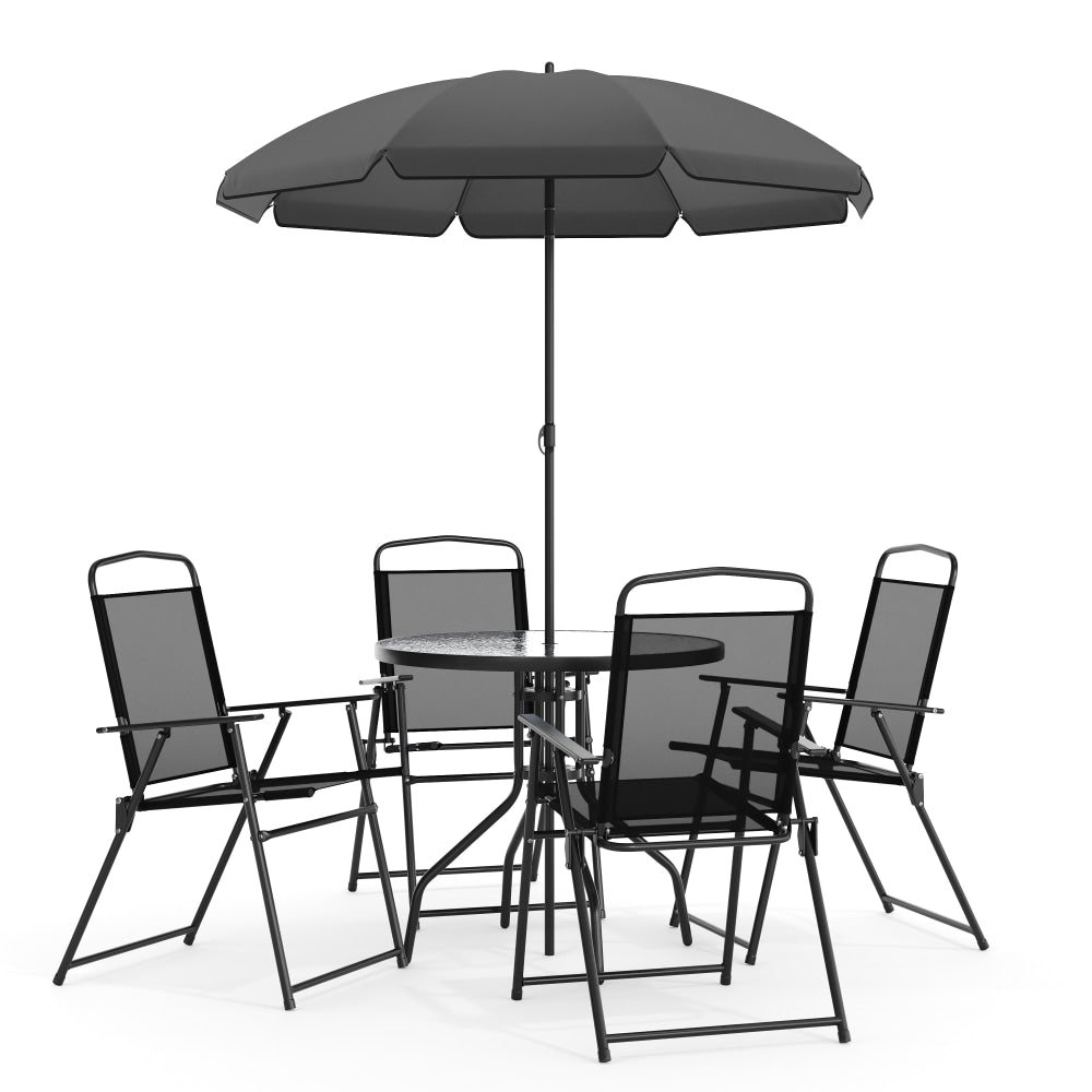 Flash Furniture Nantucket 6-Piece Patio Garden Set, Black