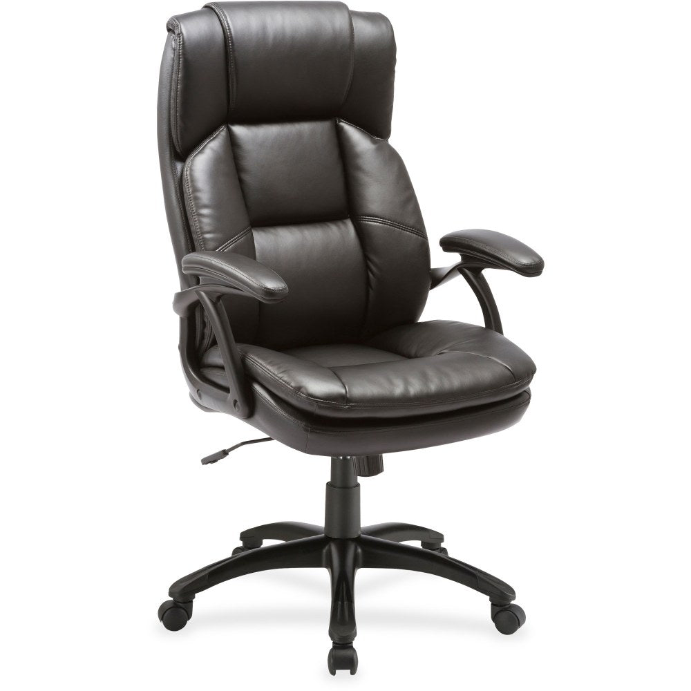 Lorell Ergonomic Bonded Leather High-Back Chair, Black