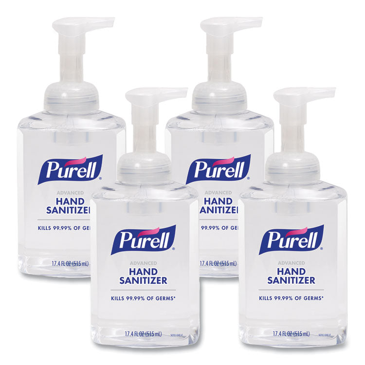 Advanced Hand Sanitizer Foam, 515 mL, Pump Bottle, Clean Scent, 4/Carton