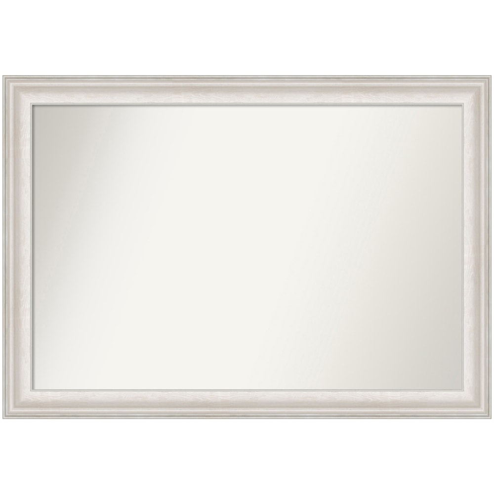 Amanti Art Non-Beveled Rectangle Framed Bathroom Wall Mirror, 28-1/2in x 40-1/2in, Trio White Wash Silver