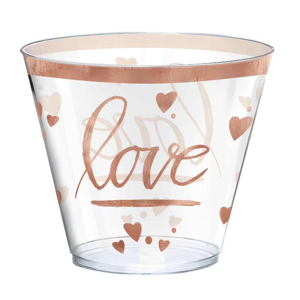 Amscan Bride Plastic Tumblers, 9 Oz, Rose Gold, Pack Of 30 Tumblers