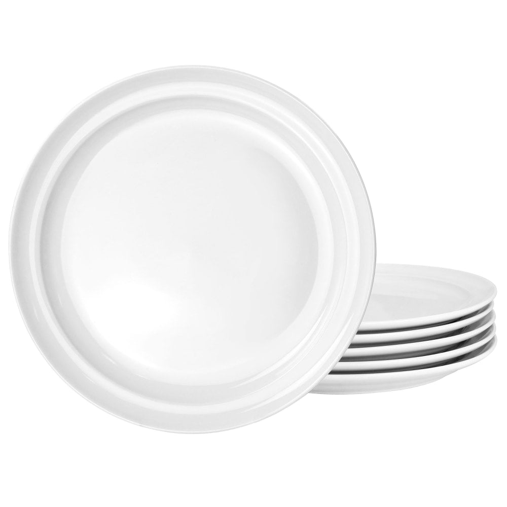 Martha Stewart 6-Piece Fine Ceramic Dinner Plate Set, 10-13/16in, White