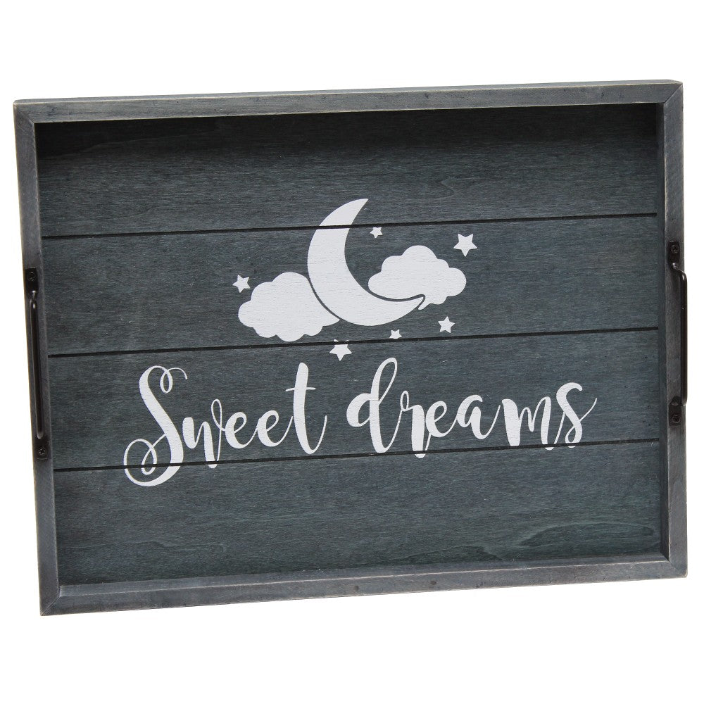 Elegant Designs Decorative Serving Tray, 2-1/4inH x 12inW x 15-1/2inD, Midnight Blue Wash Sweet Dreams