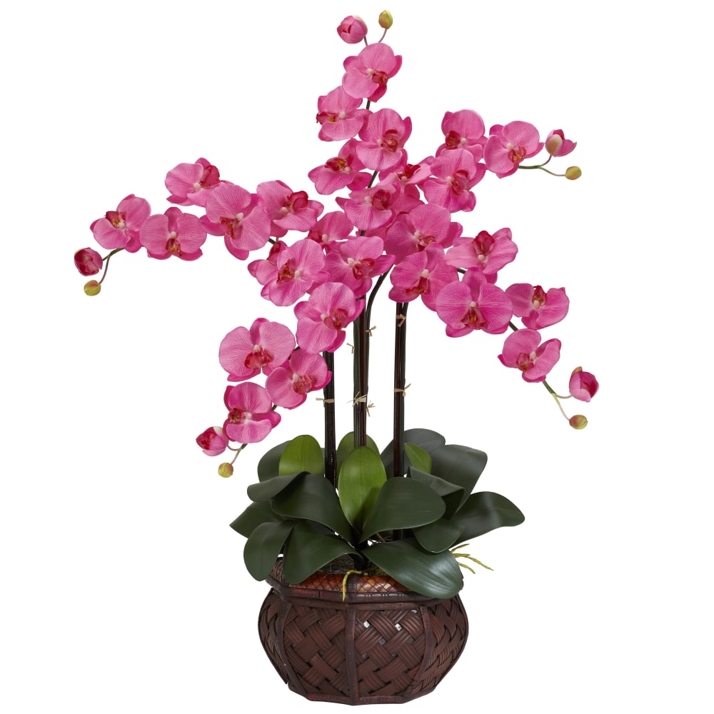 Nearly Natural 31inH Silk Phalaenopsis Arrangement With Decorative Pot, Dark Pink