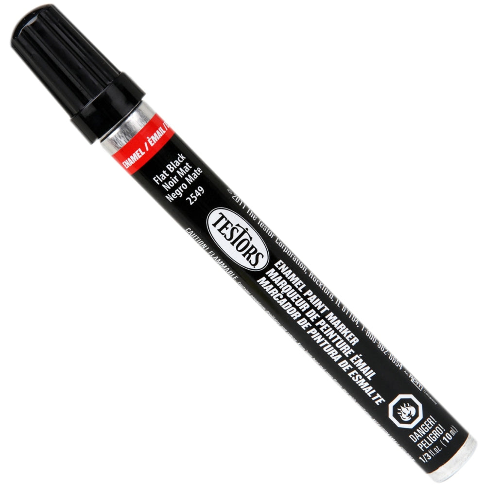 Testors Enamel Markers, 5-5/8in, Flat Black, Pack Of 12 Markers