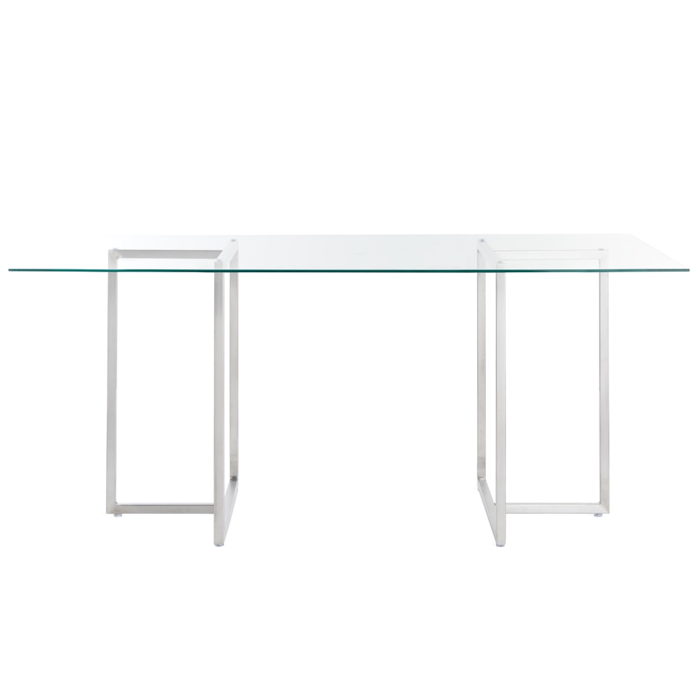 Eurostyle Legend Rectangle Dining Table, 30inH x 66inW x 36inD, Brushed Steel/Clear