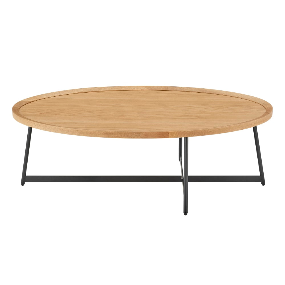 Eurostyle Niklaus Oval Coffee Table, 15-1/2inH x 47inW x 23-1/2inD, Black/Oak
