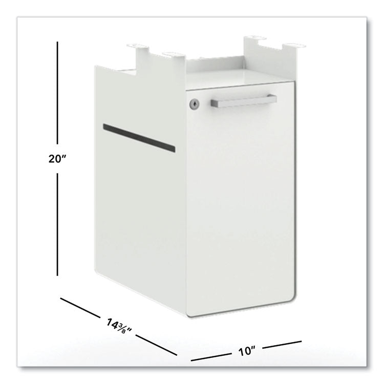 Fuse Undermount Storage Pedestal, 1 Shelf/1 Cubby, Left/Right Orientation, White, 10 x 14.37 x 20