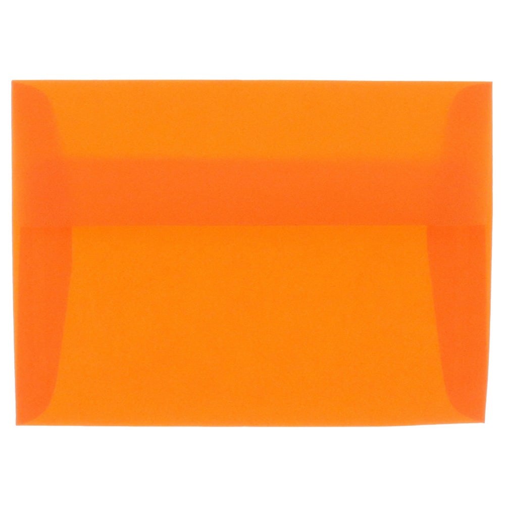 JAM Paper Translucent Envelopes, #4 Bar (A1), Gummed Seal, Orange, Pack Of 25