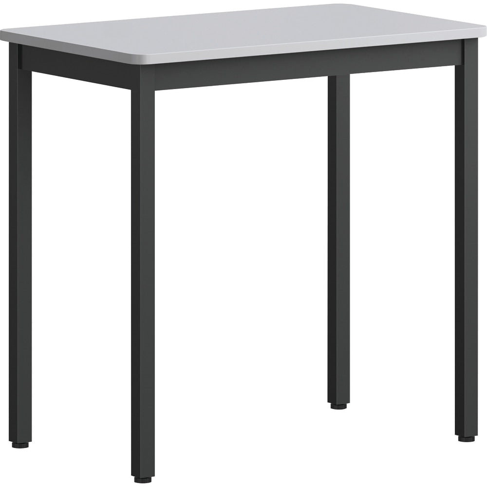 Lorell Melamine/Steel Utility Table, 30inH x 30inW x 18-1/8inD, Gray/Black