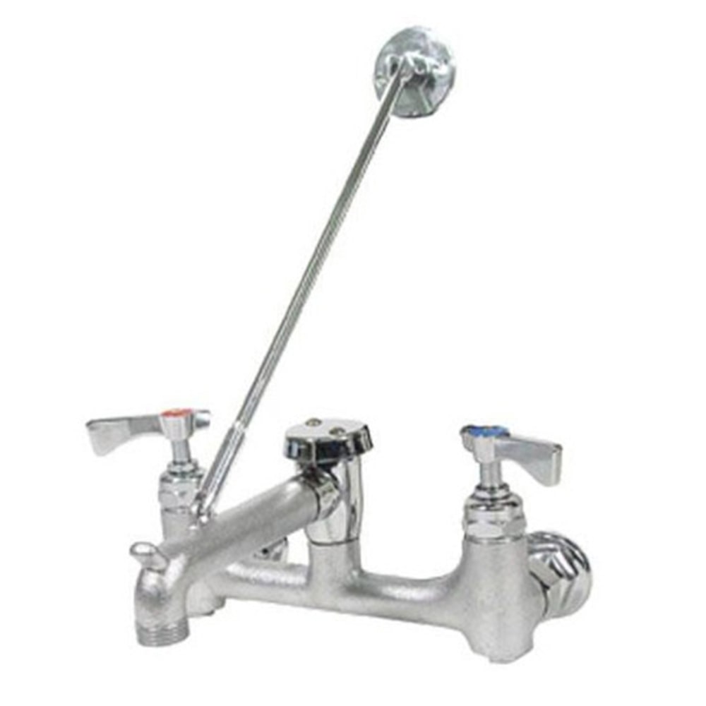 T&S Brass Service Sink Faucet With Wall Bracket, 8in Centers, Chrome