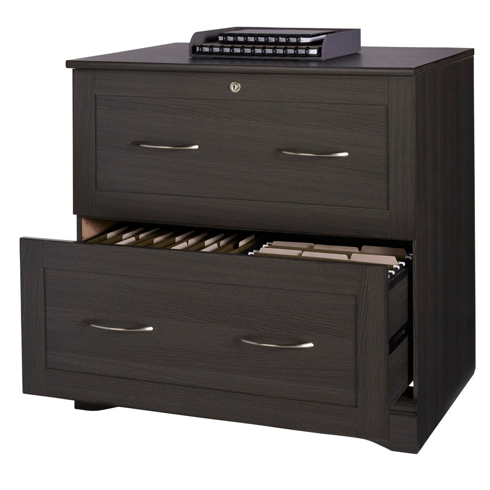 Realspace Pelingo 30-1/2inW x 21-13/16inD Lateral 2-Drawer File Cabinet, Dark Gray