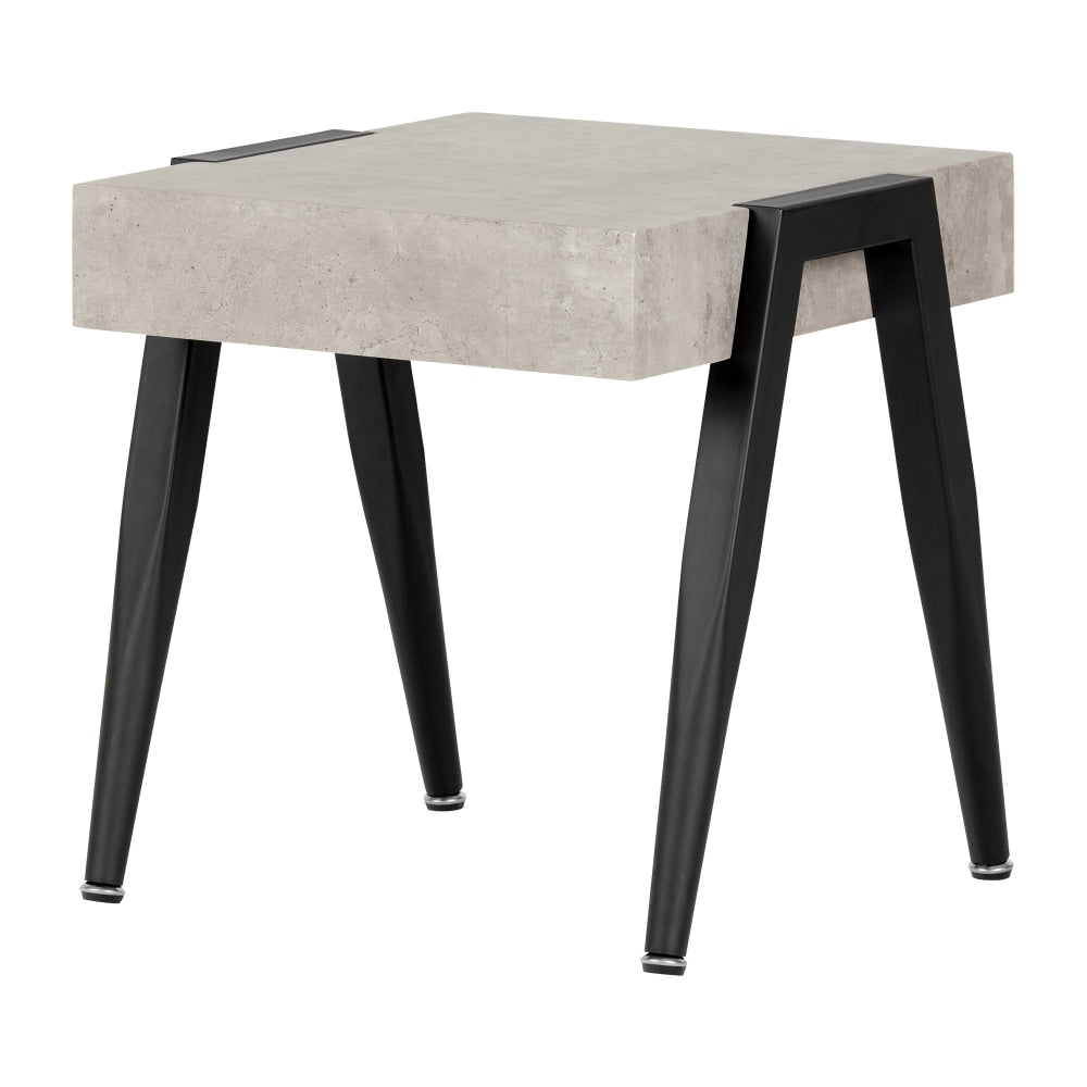 South Shore City Life End Table, 19-3/4inH x 19-3/4inW x 19-3/4inD, Concrete Gray/Black