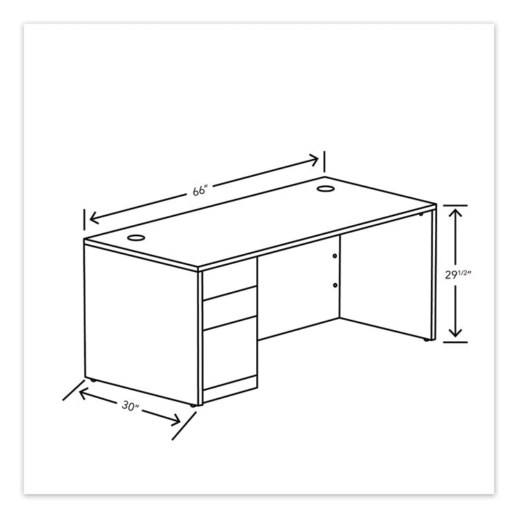10500 Series Single Pedestal Desk, Left Pedestal: Box/Box/File, 66" x 30" x 29.5", Mahogany