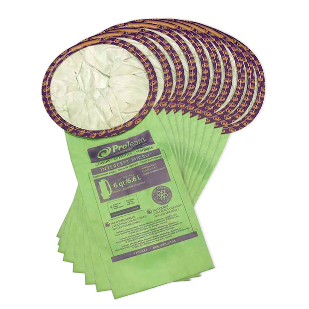 ProTeam Intercept Micro Filter Bags, 2-1/2in x 6-1/4in, Green, Pack Of 10 Bags